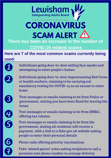 LSAB Coronavirus Scam Alert poster