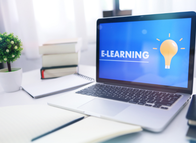 image of e-learning on a laptop screen