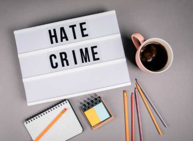 Hate Crime Awareness Image, Hate Crime written on sign